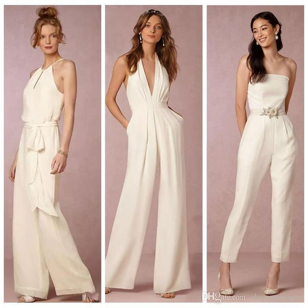new 2020 ivory jumpsuit bridesmaid dresses for wedding sheath backless wedding guest gowns plus size pant suit beach honor of maid cheap, White;pink
new 2020 ivory jumpsuit bridesmaid dresses for wedding sheath backless wedding guest gowns plus size pant suit beach honor of maid cheap, White;pink