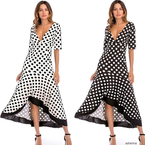 womens designer large size polka dot dress long seaside holiday skirt83a9 r66j, Black;gray
womens designer large size polka dot dress long seaside holiday skirt83a9 r66j, Black;gray