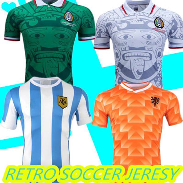 

1998 mexico classic vintage soccer jerseys netherlands 1978 argentina milan france shirts 1988 netherlands united retro maradona retro, Black