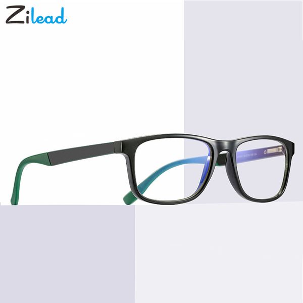 zilead fashion square anti blue light plain glasses frame optical spectacle glasses spring leg eyeglasses frames for female&male, White;black