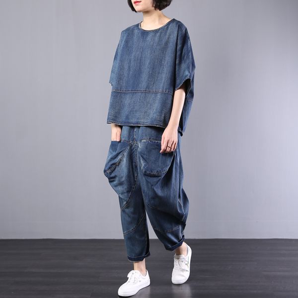 jean loose summer costume 2 piece set women casual clothes for women pant suit ensemble femme deux pieces conjunto feminino, White
jean loose summer costume 2 piece set women casual clothes for women pant suit ensemble femme deux pieces conjunto feminino, White