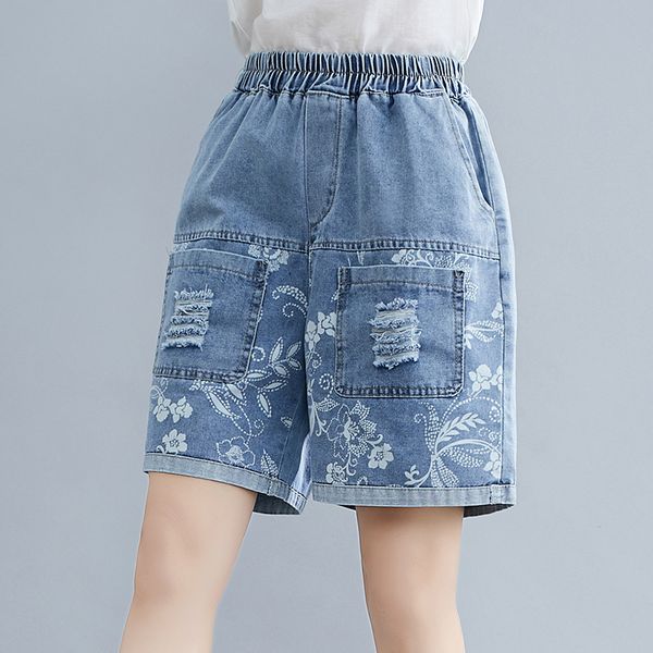 women's jeans floral shorts for women all-match loose casual elastic waist pocket streetwear ripped denim pants washed 2021, Blue
women's jeans floral shorts for women all-match loose casual elastic waist pocket streetwear ripped denim pants washed 2021, Blue