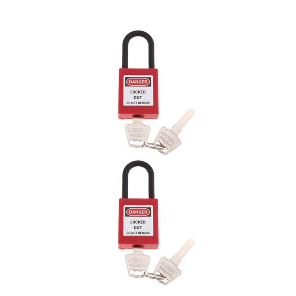 2 pcs premium safety lockout padlocks - keyed different padlock - 90mm red