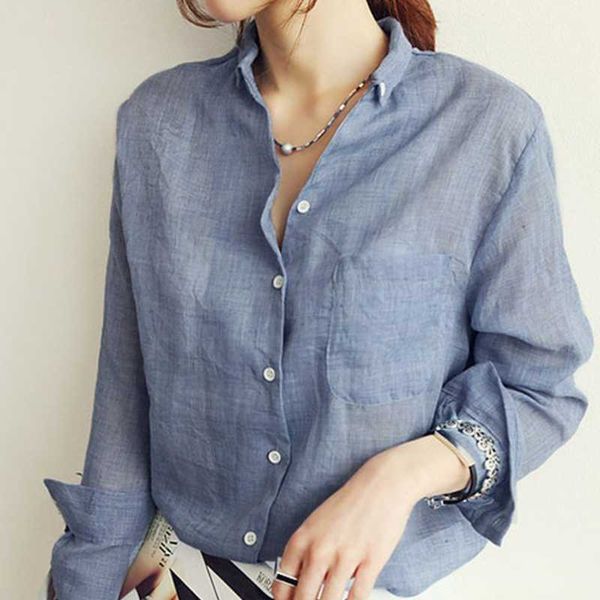 spring and summer solid color shirt new women's cotton and linen shirt women's long sleeves loose thin sun protection clothing, White
spring and summer solid color shirt new women's cotton and linen shirt women's long sleeves loose thin sun protection clothing, White