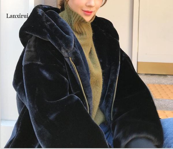 woman autumn and winter faux fur jacket female fashion oversized causal women's large size hooded coat, Black
woman autumn and winter faux fur jacket female fashion oversized causal women's large size hooded coat, Black