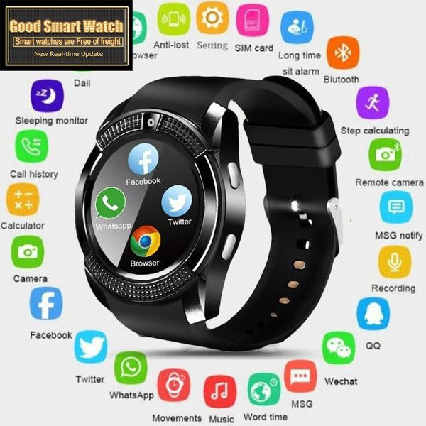 

v8 smartwatch bluetooth smartwatch touch screen wrist watch with camera/sim card slot, waterproof smart watch dz09 x6 vs m2 a1, Slivery;brown