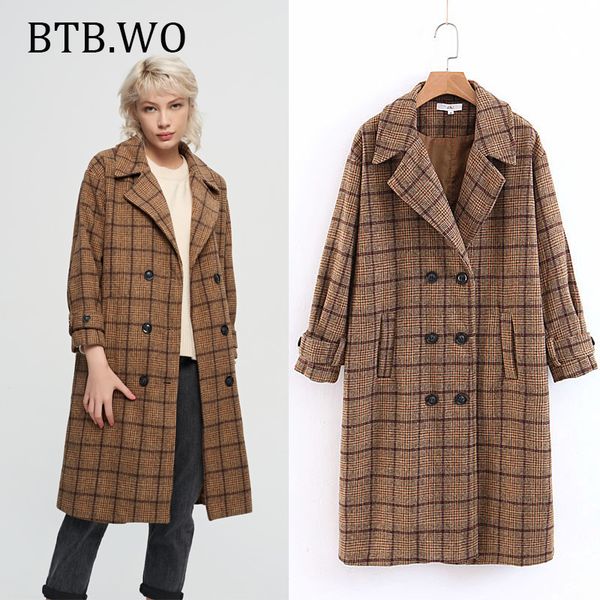 women winter 2019 fashion thicken warm loose outerwear vintage plaid long coats ladies khaki double button slim tweed jackets, Black
women winter 2019 fashion thicken warm loose outerwear vintage plaid long coats ladies khaki double button slim tweed jackets, Black