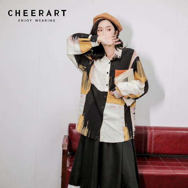 cheerart sunset print blouse women 2020 long sleeve collared button up shirt loose colorblock spring clothes for women, White
cheerart sunset print blouse women 2020 long sleeve collared button up shirt loose colorblock spring clothes for women, White