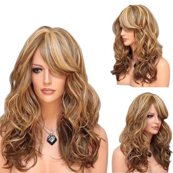 fashion women curly hair full wig synthetic natural long wavy ombre blonde wig, Black
fashion women curly hair full wig synthetic natural long wavy ombre blonde wig, Black