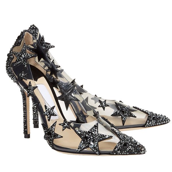 2020 summer new fashion pointed toe fine-heeled woman pumps transparent rhinestone shining lady party high heels shoes, Black
2020 summer new fashion pointed toe fine-heeled woman pumps transparent rhinestone shining lady party high heels shoes, Black