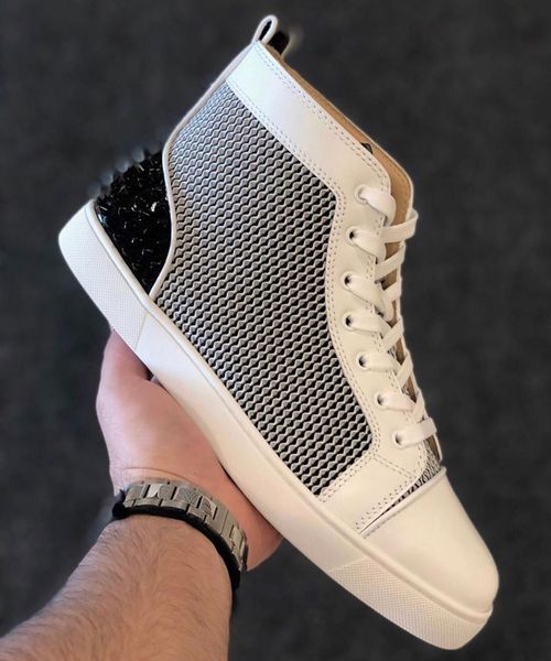 designer spikes iii men high-red bottom sneaker shoes summer mesh leather skateboarding eu35-47, Black
designer spikes iii men high-red bottom sneaker shoes summer mesh leather skateboarding eu35-47, Black