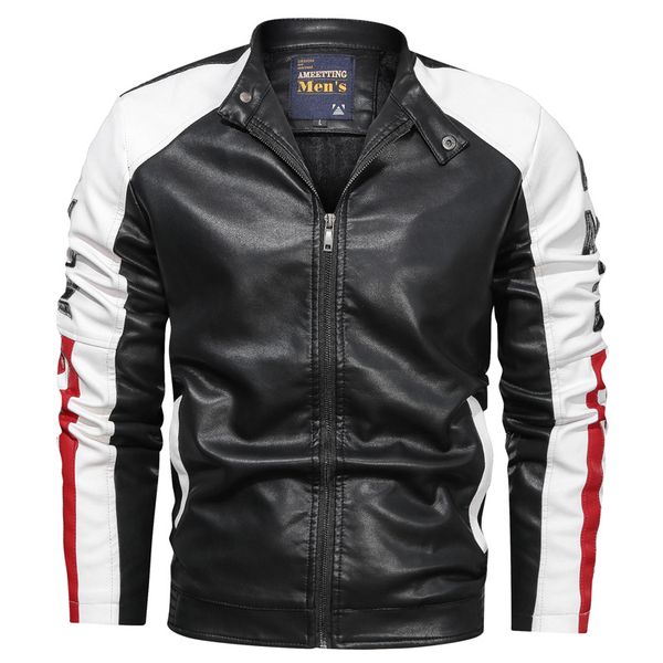 men leather jacket 2019 men's autumn winter fashion stand collar washed color matching pu leather jacket coat casual fleece, Black
men leather jacket 2019 men's autumn winter fashion stand collar washed color matching pu leather jacket coat casual fleece, Black