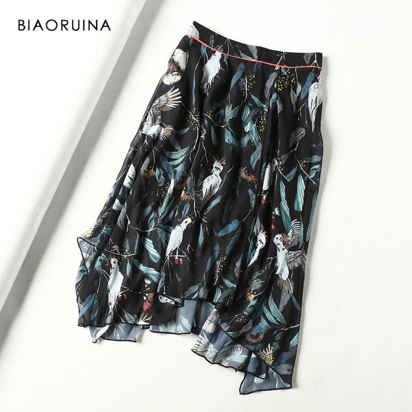 biaoruina women casual chiffon bird floral printed skirt mid-calf length female fashion ccol high waist skirt back zipper, Black
biaoruina women casual chiffon bird floral printed skirt mid-calf length female fashion ccol high waist skirt back zipper, Black