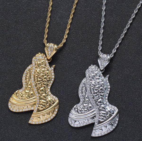 hip hop prayer hand pendant necklace with tennis chain bling hip hop gold silver color mens/women charm chain jewelry
hip hop prayer hand pendant necklace with tennis chain bling hip hop gold silver color mens/women charm chain jewelry