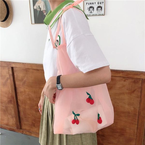 women transparent tote organza cherry handbags ladies fashion shoulder bag handbags korean style mesh shopping purses
women transparent tote organza cherry handbags ladies fashion shoulder bag handbags korean style mesh shopping purses