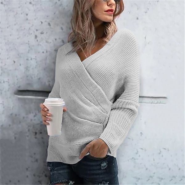 big promotion female slim fit pure color sweater ladies fashion cross v-neck long sleeve casual pullover, White;black
big promotion female slim fit pure color sweater ladies fashion cross v-neck long sleeve casual pullover, White;black