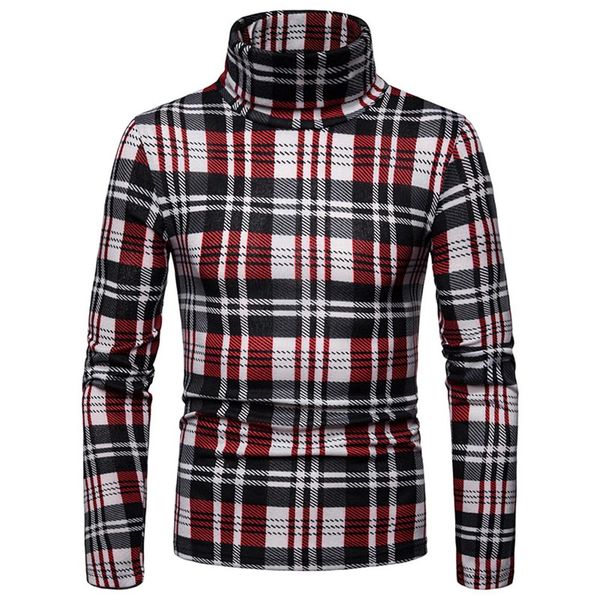 men fashion plaid print sweater high neck long sleeve winter jumper slim pullover top, White;black
men fashion plaid print sweater high neck long sleeve winter jumper slim pullover top, White;black