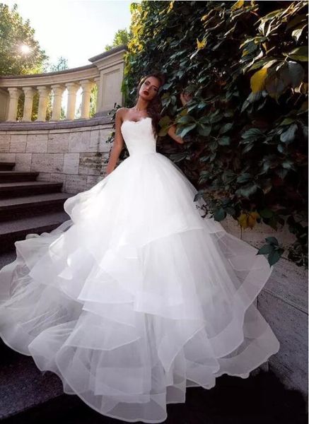 latest elegant strapless wedding dresses ruched tiered tulle sweep train simple bridal gowns wedding dress vestidos de noiva, White
latest elegant strapless wedding dresses ruched tiered tulle sweep train simple bridal gowns wedding dress vestidos de noiva, White