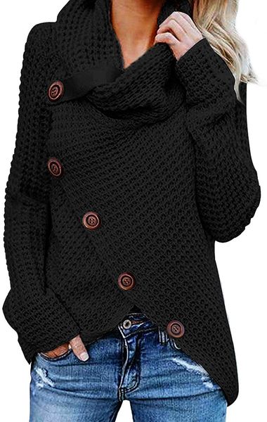 women's asymmetric hem wrap pullover sweater five buckle high collar pullover solid color irregular long-sleeved sweater pile collar sw, White
women's asymmetric hem wrap pullover sweater five buckle high collar pullover solid color irregular long-sleeved sweater pile collar sw, White