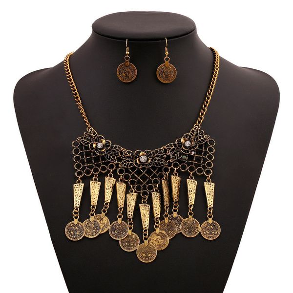 vintage hollow flower inlay crystal coin tassel pendant necklace earrings women tribe ethnic charms statement jewelry sets, Silver
vintage hollow flower inlay crystal coin tassel pendant necklace earrings women tribe ethnic charms statement jewelry sets, Silver