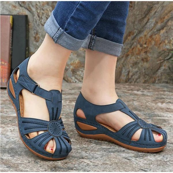 vintage leather sandals women shoes plus size women sandals summer sandalias non-slip casual platform wedge ladies shoes, Black
vintage leather sandals women shoes plus size women sandals summer sandalias non-slip casual platform wedge ladies shoes, Black