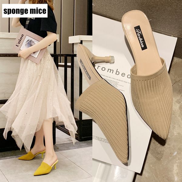 new pointed toes woven knit fashion women half med heels stilettos mules loafer casual feminine slippers slides sandalias shoes, Black
new pointed toes woven knit fashion women half med heels stilettos mules loafer casual feminine slippers slides sandalias shoes, Black