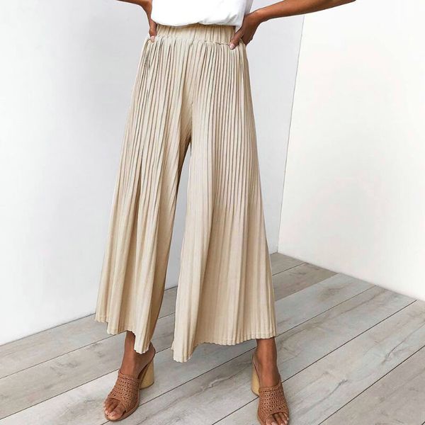 summer wide leg pants women elastic high waist pleated flare long trousers women pant capris casual loose pantalon femme, Black;white
summer wide leg pants women elastic high waist pleated flare long trousers women pant capris casual loose pantalon femme, Black;white