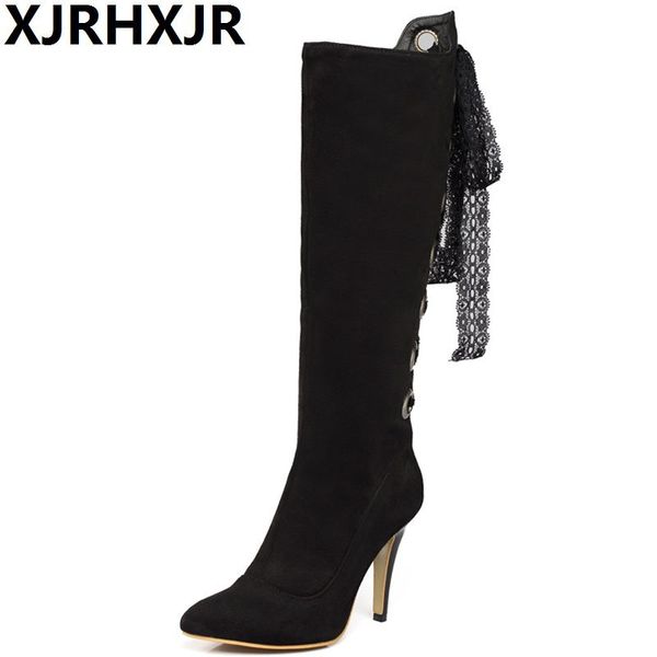 xjrhxjr 2018 thin high heels women boots pointed toe tassel footwear flock rivet over the knee boots fashion party lady shoes, Black
xjrhxjr 2018 thin high heels women boots pointed toe tassel footwear flock rivet over the knee boots fashion party lady shoes, Black
