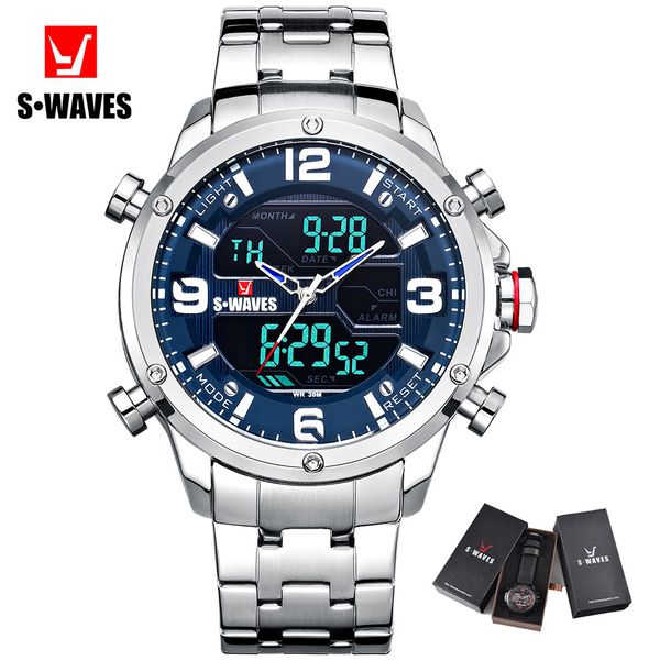 luxuryswaves quartz watches mens 2019 analog digital clock relojes hombre stainless steel waterproof unique army men watch with box, Slivery;brown
luxuryswaves quartz watches mens 2019 analog digital clock relojes hombre stainless steel waterproof unique army men watch with box, Slivery;brown
