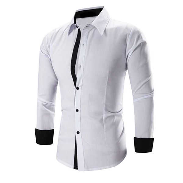 fashion spring autumn men color block turn down collar long sleeve shirt slim fit 2019, White;black
fashion spring autumn men color block turn down collar long sleeve shirt slim fit 2019, White;black