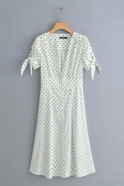 casual dresses women summer 2021 arrival preppy polka dot pattern bow short sleeve modern lady's mid-calf dress feminino vestidos, Black;gray
casual dresses women summer 2021 arrival preppy polka dot pattern bow short sleeve modern lady's mid-calf dress feminino vestidos, Black;gray