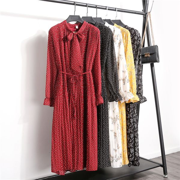 floral print chiffon dress women casual long sleeve pleated loose dress 2019 ladies autumn winter vestidos robe femme, Black;gray
floral print chiffon dress women casual long sleeve pleated loose dress 2019 ladies autumn winter vestidos robe femme, Black;gray