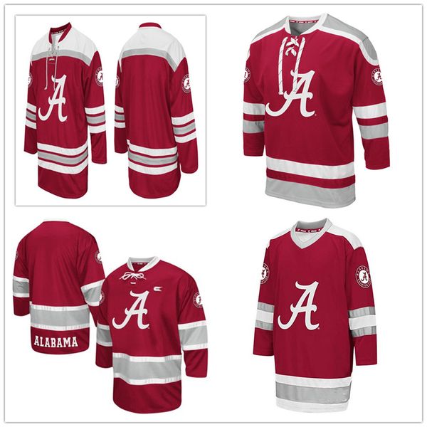 

custom ncaa alabama crimson tide colosseum mr. plow college hockey jerseys sweater crimson red embroidered customized any name your number, Black
