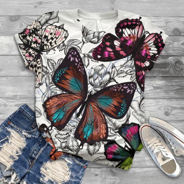 feitong large size shirts women short sleeve 3d butterfly printed o-neck kawaii shirt blouse lady shirt harajuku, White
feitong large size shirts women short sleeve 3d butterfly printed o-neck kawaii shirt blouse lady shirt harajuku, White