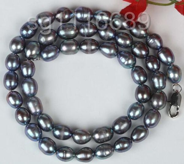 8-9mm black color oval baroque shape cultured freshwater pearl necklace choker, Silver
8-9mm black color oval baroque shape cultured freshwater pearl necklace choker, Silver