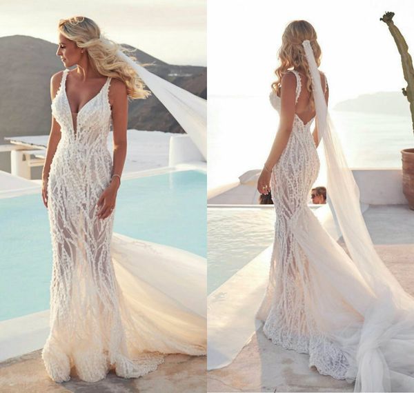2021 mermaid wedding dresses v neck lace appliques beads bridal gowns custom made backless sweep train beach robe de soiree, White
2021 mermaid wedding dresses v neck lace appliques beads bridal gowns custom made backless sweep train beach robe de soiree, White