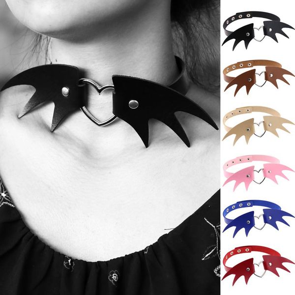 punk pu leather choker necklaces for women creative halloween devil wings necklet party jewelry gift, Golden;silver 
punk pu leather choker necklaces for women creative halloween devil wings necklet party jewelry gift, Golden;silver