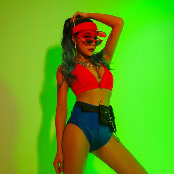 stage wear nightclub costumes female jazz dance clothes dj singer bar gogo costume bikini suit ladies pole dancing outfits dl6018, Black;red
stage wear nightclub costumes female jazz dance clothes dj singer bar gogo costume bikini suit ladies pole dancing outfits dl6018, Black;red