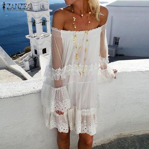 zanzea 2019 bohemian lace dress women's sundress casual ruffle white vestidos female off shoulder summer robe plus size dress 7, Black;gray
zanzea 2019 bohemian lace dress women's sundress casual ruffle white vestidos female off shoulder summer robe plus size dress 7, Black;gray