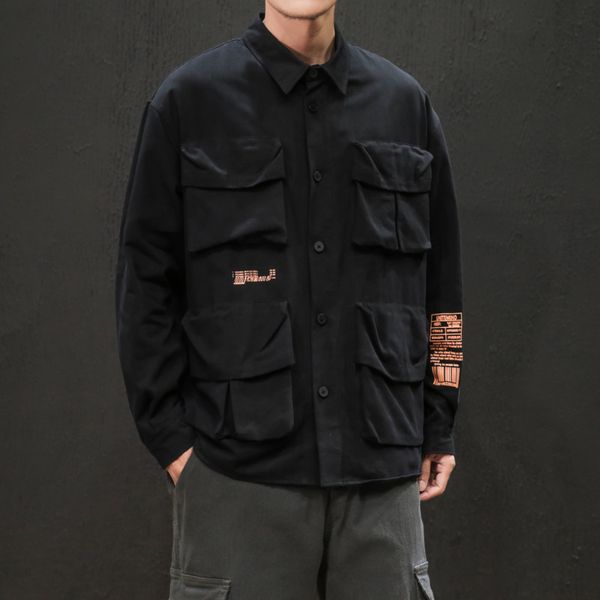 men's casual shirts 2021 uyuk's fall/winter japanese baggy, long-sleeved, lapel, multi-pocket, solid-color printed shirt man homme, White;black
men's casual shirts 2021 uyuk's fall/winter japanese baggy, long-sleeved, lapel, multi-pocket, solid-color printed shirt man homme, White;black