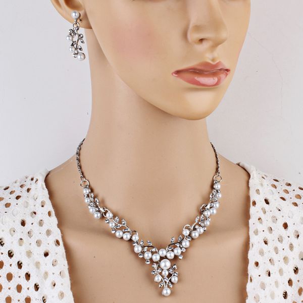 women charm wedding bridal jewelry set simulated pearl rhinestone ladies elegant party bib necklaces earrings jewelry sets, Silver
women charm wedding bridal jewelry set simulated pearl rhinestone ladies elegant party bib necklaces earrings jewelry sets, Silver