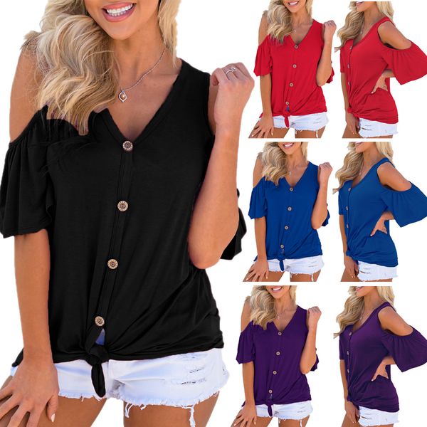 fashion vêtements de femme womens shirts women designer clothes t shirts strapless v collar button knots lotus leaf short sleeve t-shirt, White
fashion vêtements de femme womens shirts women designer clothes t shirts strapless v collar button knots lotus leaf short sleeve t-shirt, White