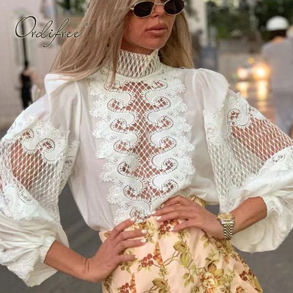 ordi2020 summer luxury women lace blouse shirt long sleeve transparent embroidery female, White
ordi2020 summer luxury women lace blouse shirt long sleeve transparent embroidery female, White