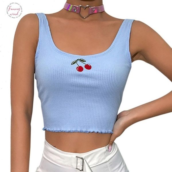 cotton ribbed cherry 100% cotton embroidery tank sweet fashion cropped sleeveless summer vest 2020 new crop clothing, White
cotton ribbed cherry 100% cotton embroidery tank sweet fashion cropped sleeveless summer vest 2020 new crop clothing, White