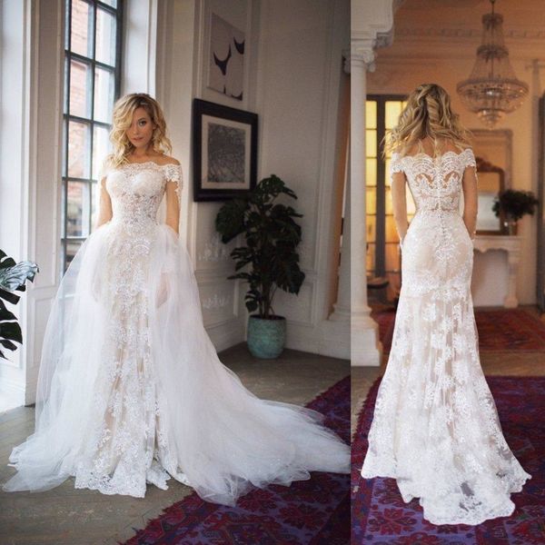 mermaid lace wedding dresses bride dress bridal gowns off shoulder detachable overskirt nigeria beach robes de mariée ball gown, White
mermaid lace wedding dresses bride dress bridal gowns off shoulder detachable overskirt nigeria beach robes de mariée ball gown, White