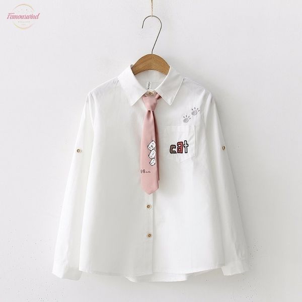 japan style blouse women embroidery letter cat pocket cotton shirt cute tie spring polyester autumn 2020 long sleeve blusas t8n906, White
japan style blouse women embroidery letter cat pocket cotton shirt cute tie spring polyester autumn 2020 long sleeve blusas t8n906, White