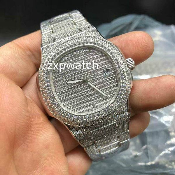 men's watches iced out diamond watch 40mm silver stainless steel case diamond face watch automatic mechanical wristwatch, Slivery;brown
men's watches iced out diamond watch 40mm silver stainless steel case diamond face watch automatic mechanical wristwatch, Slivery;brown