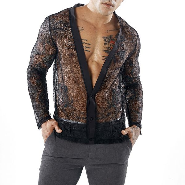 2020 men's casual mesh transparent shirts t-shirt boys long sleeve shirt deep v cardigan cool tshirt for men, White;black
2020 men's casual mesh transparent shirts t-shirt boys long sleeve shirt deep v cardigan cool tshirt for men, White;black