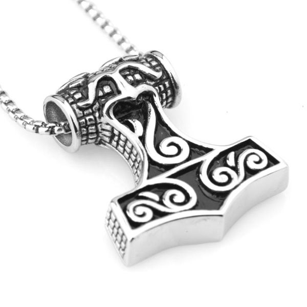 stainless steel silver color viking mjolnir rune thor hammer amulet box chain pendant necklace men's boy's jewelry, Black
stainless steel silver color viking mjolnir rune thor hammer amulet box chain pendant necklace men's boy's jewelry, Black