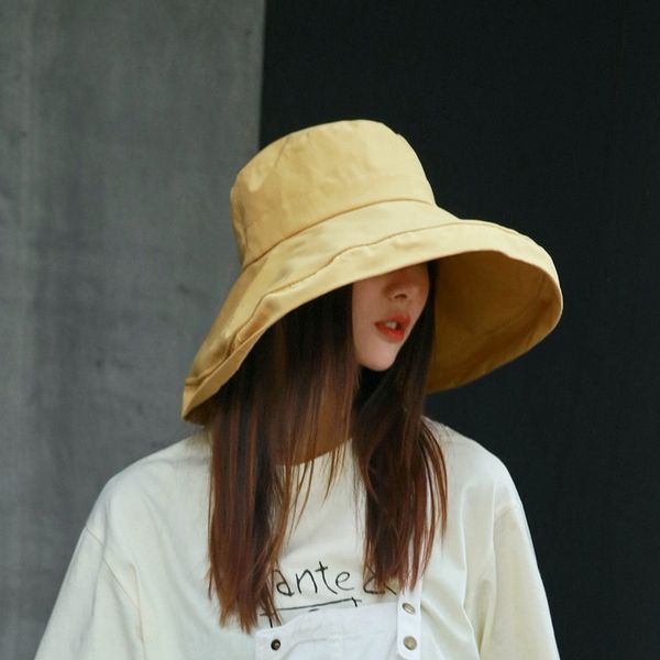 fisherman fisherman sunscreen female summer all-match big edge sun hat double-sided sunscreen hat, Blue;gray